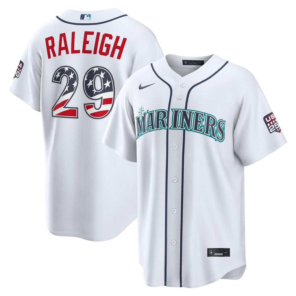 Seattle Mariners Cal Raleigh USA 250 Fourth of July Home Stadium Jersey - White