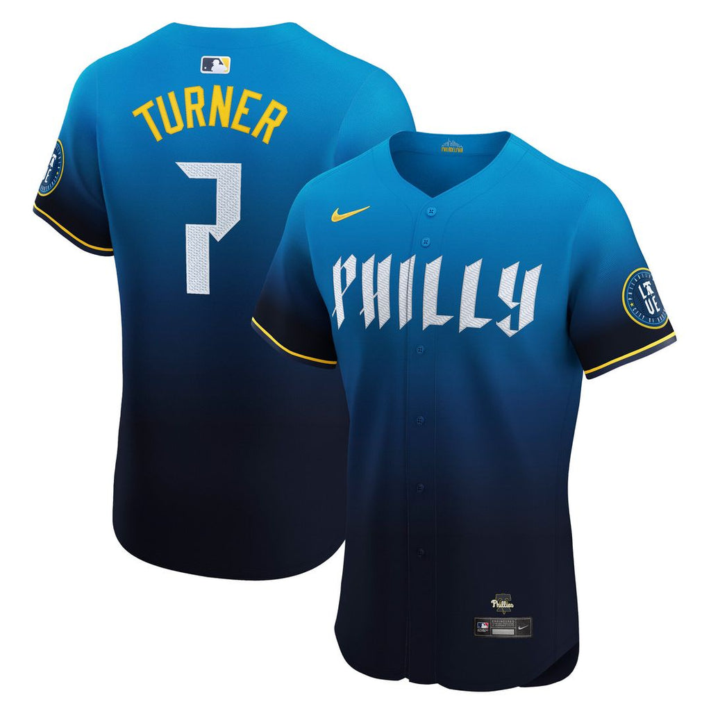 Philadelphia Phillies Trea Turner City Connect Elite Jersey - Navy