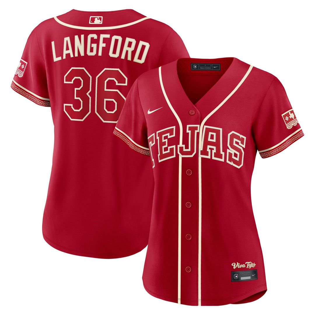 Texas Rangers Wyatt Langford Women's 2026 City Connect Stadium Jersey - Red