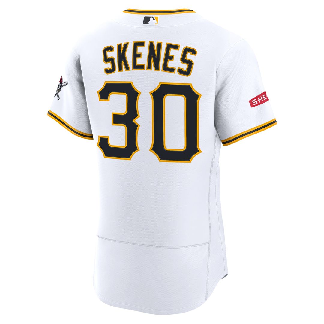 Pittsburgh Pirates Paul Skenes Home Authentic Sponsor Patch Jersey - White