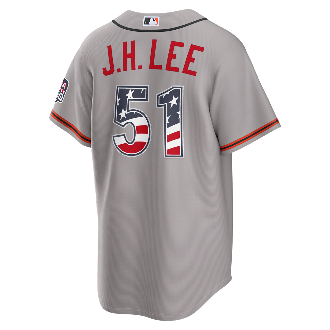 San Francisco Giants Jung Hoo Lee USA 250 Fourth of July Road Stadium Jersey - Gray
