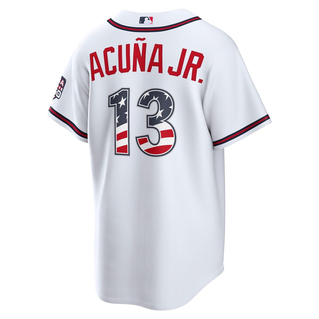 Atlanta Braves Ronald Acuña Jr. USA 250 Fourth of July Home Stadium Jersey - White