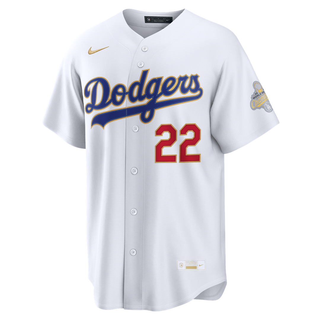 Los Angeles Dodgers Clayton Kershaw 2026 Gold Collection Stadium Jersey - White