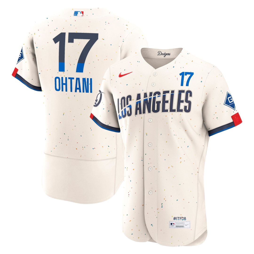 Los Angeles Dodgers Shohei Ohtani City Connect Authentic Sponsor Patch Jersey - Cream