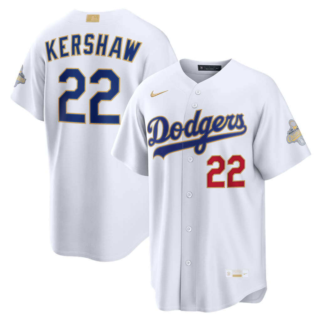 Los Angeles Dodgers Clayton Kershaw 2026 Gold Collection Stadium Jersey - White
