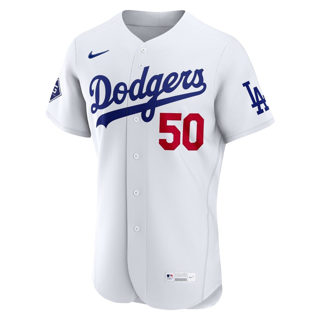 Los Angeles Dodgers Mookie Betts Home Authentic Sponsor Patch Jersey - White