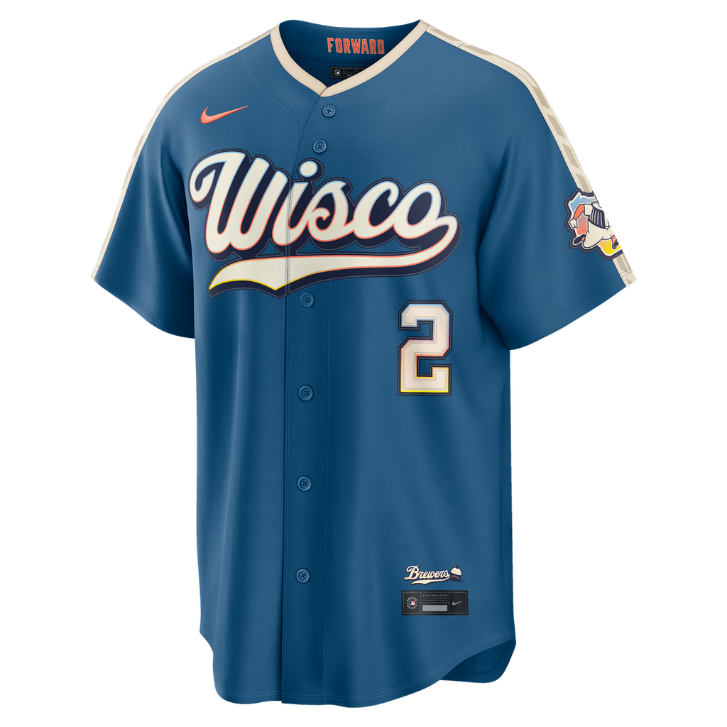 Milwaukee Brewers Brice Turang 2026 City Connect Stadium Jersey - Mineral Blue