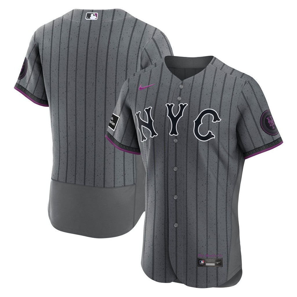 New York Mets City Connect Authentic Sponsor Patch Jersey - Gray