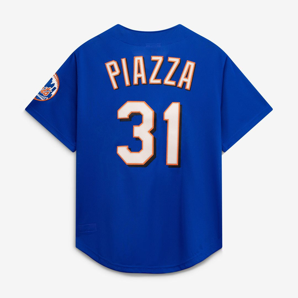New York Mets Mike Piazza Mitchell & Ness Cooperstown Mesh Batting Practice Button-Up Jersey - Royal