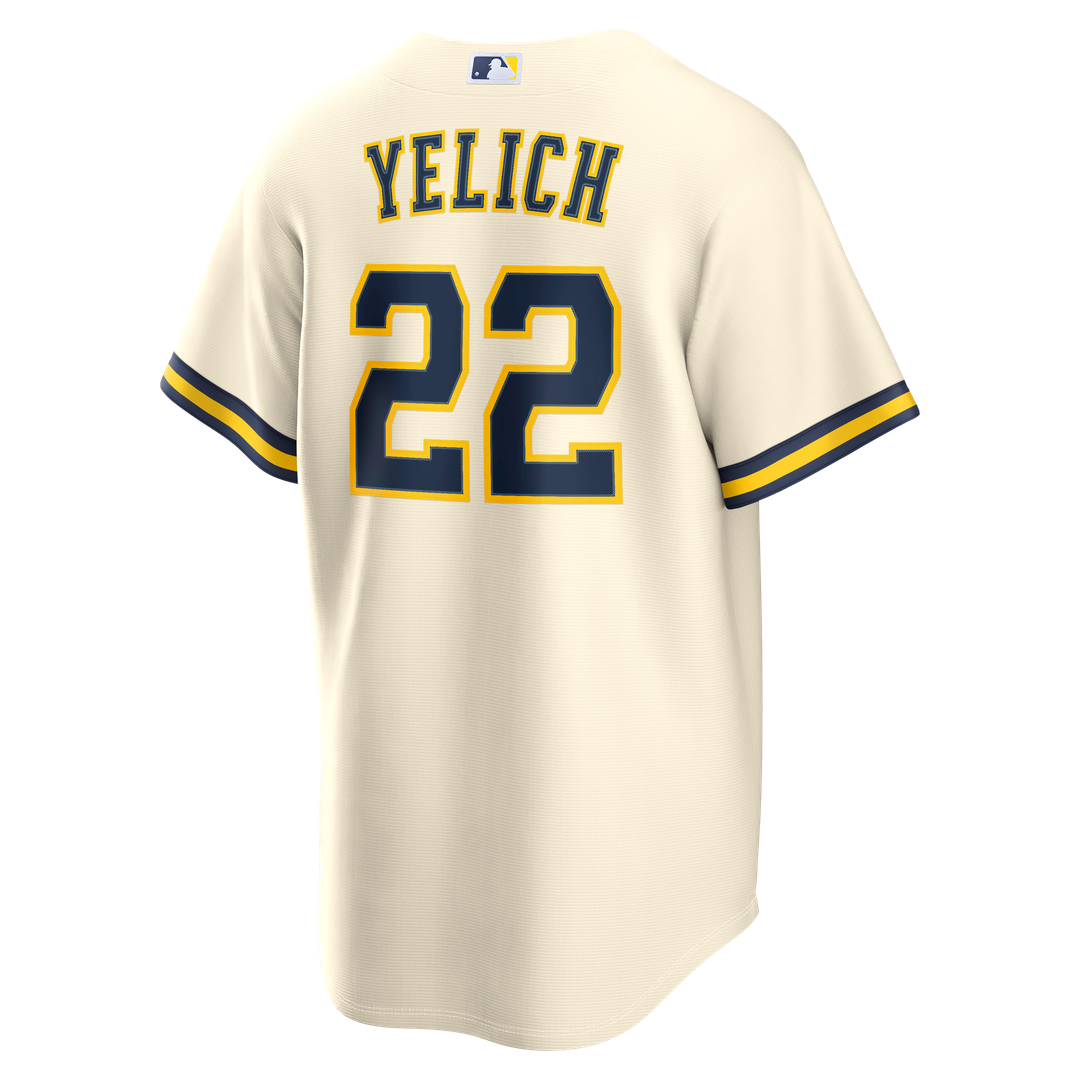 Milwaukee Brewers Christian Yelich Home Replica Jersey - Cream