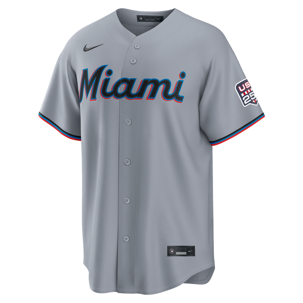 Miami Marlins Kyle Stowers USA 250 Fourth of July Road Stadium Jersey - Gray