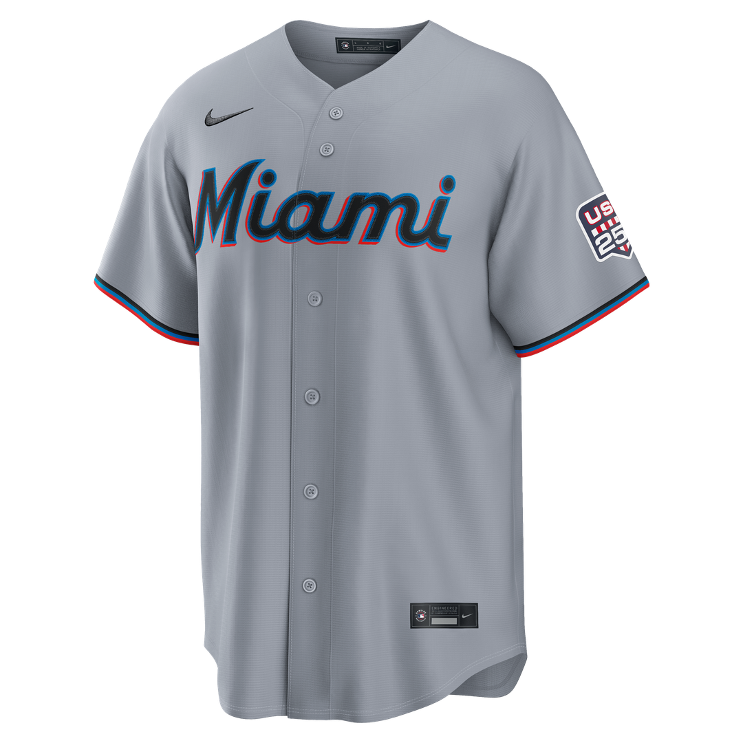 Miami Marlins Kyle Stowers USA 250 Fourth of July Road Stadium Jersey - Gray