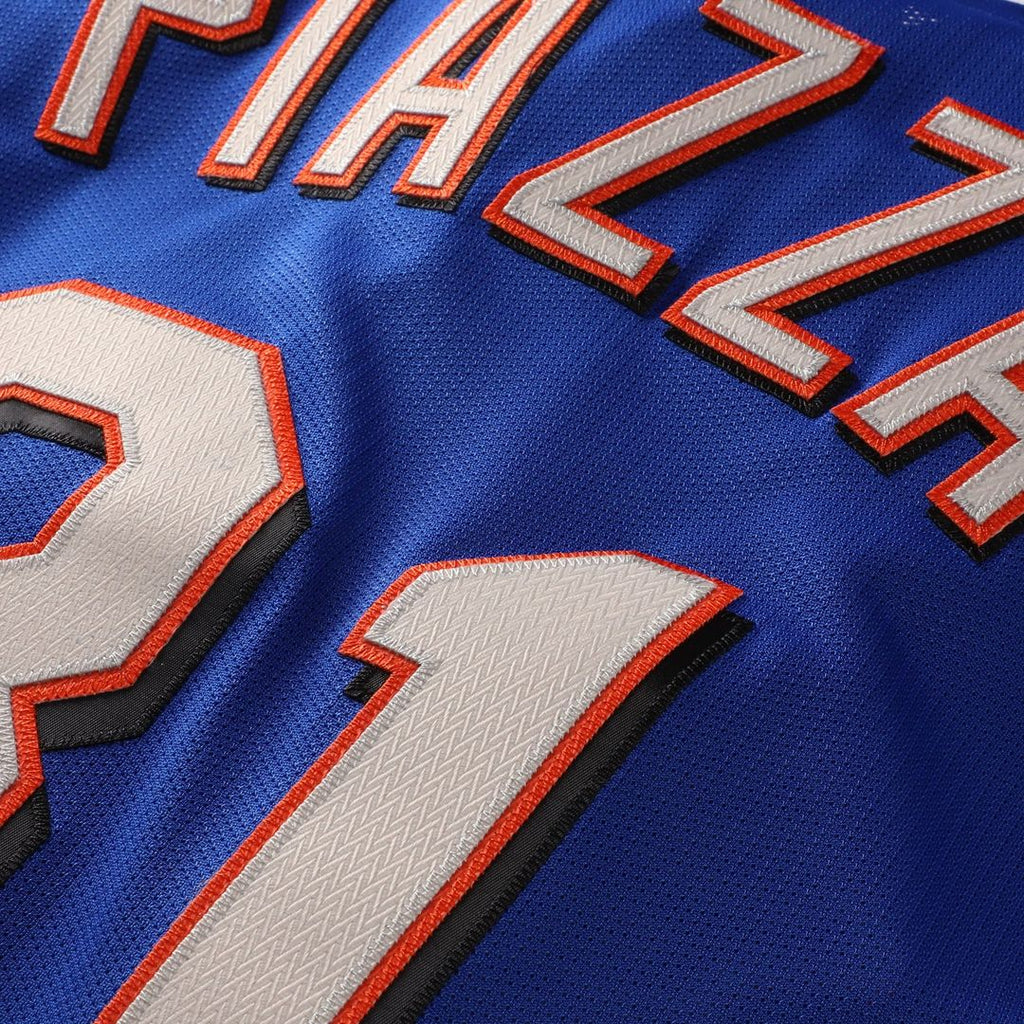 New York Mets Mike Piazza Mitchell & Ness Cooperstown Mesh Batting Practice Button-Up Jersey - Orange