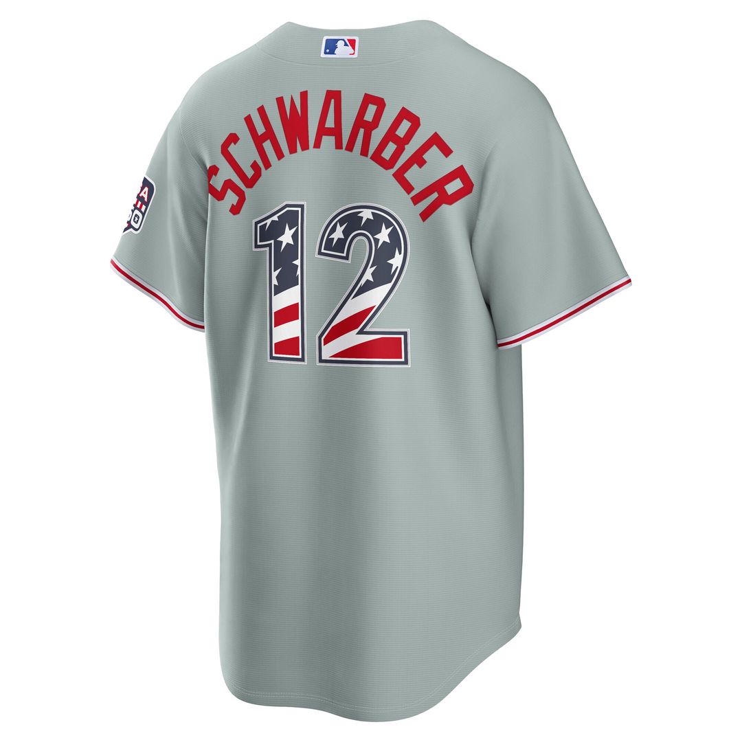 Philadelphia Phillies Kyle Schwarber USA 250 Fourth of July Road Stadium Jersey - Gray