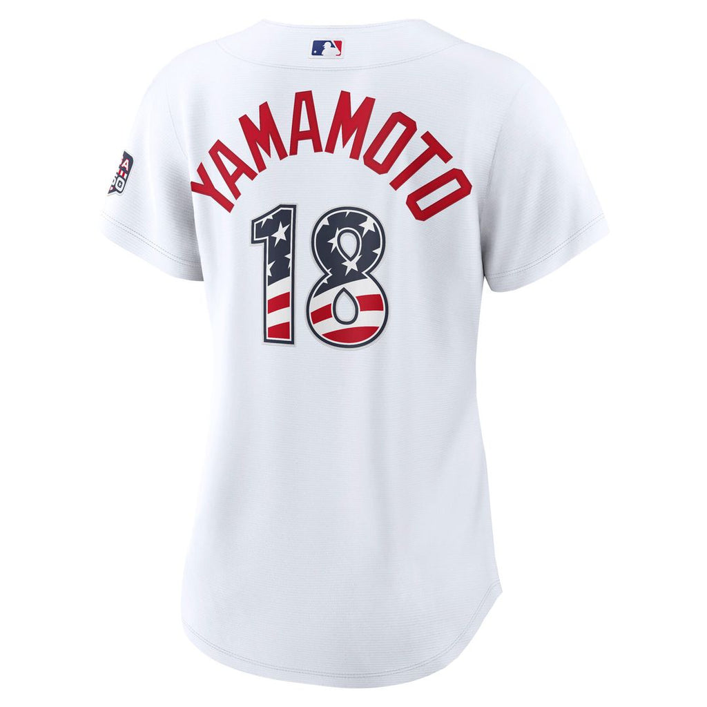 Los Angeles Dodgers Yoshinobu Yamamoto Women's USA 250 Fourth of July Home Stadium Jersey - White