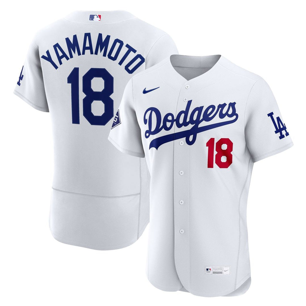 Los Angeles Dodgers Yoshinobu Yamamoto Home Authentic Sponsor Patch Jersey - White