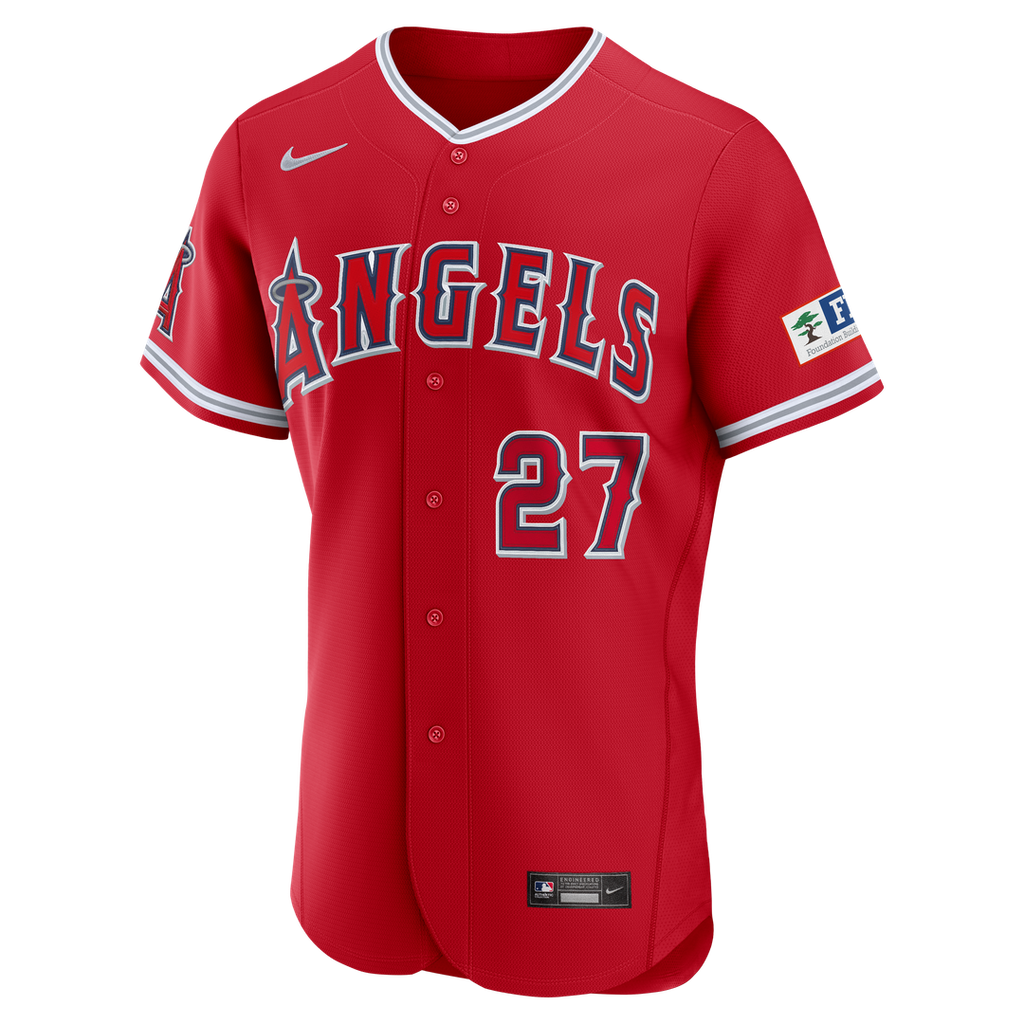Los Angeles Angels Mike Trout Alternate Authentic Sponsor Patch Jersey - Red