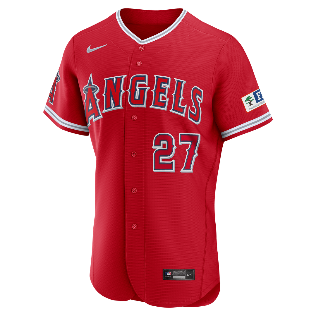 Los Angeles Angels Mike Trout Alternate Authentic Sponsor Patch Jersey - Red