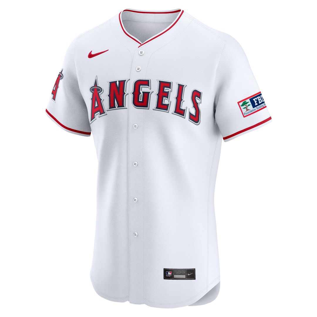 Los Angeles Angels Home Elite Patch Jersey - White