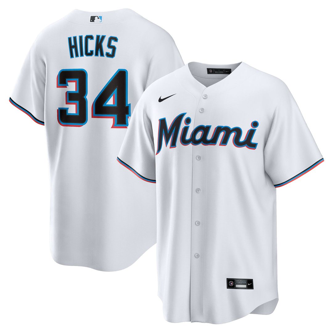 Miami Marlins Liam Hicks Home Replica Jersey - White