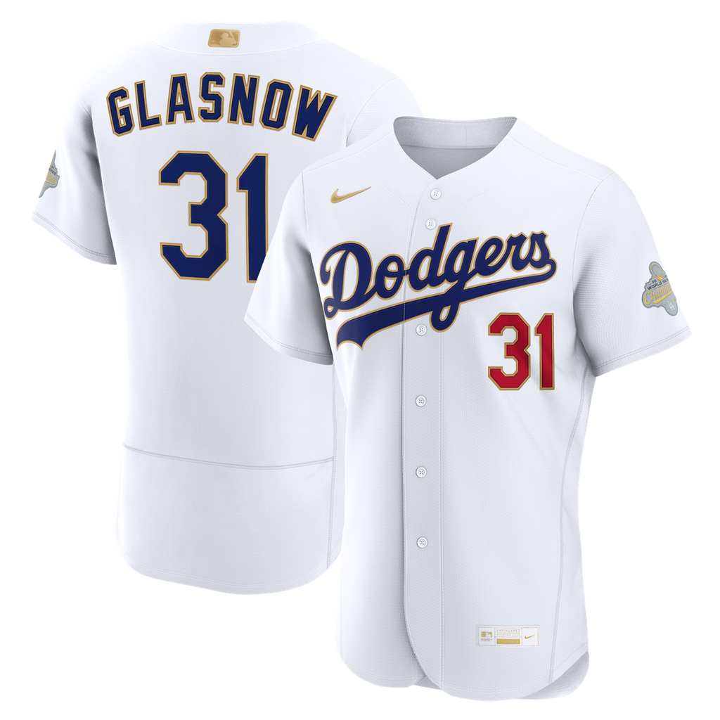Los Angeles Dodgers Tyler Glasnow 2026 Gold Collection Authentic Jersey - White