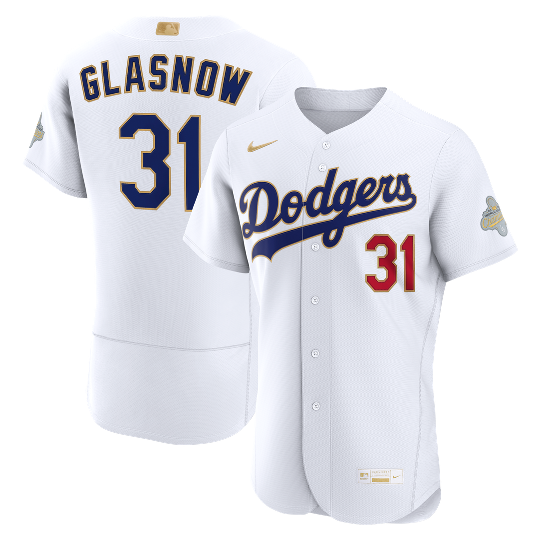Los Angeles Dodgers Tyler Glasnow 2026 Gold Collection Authentic Jersey - White