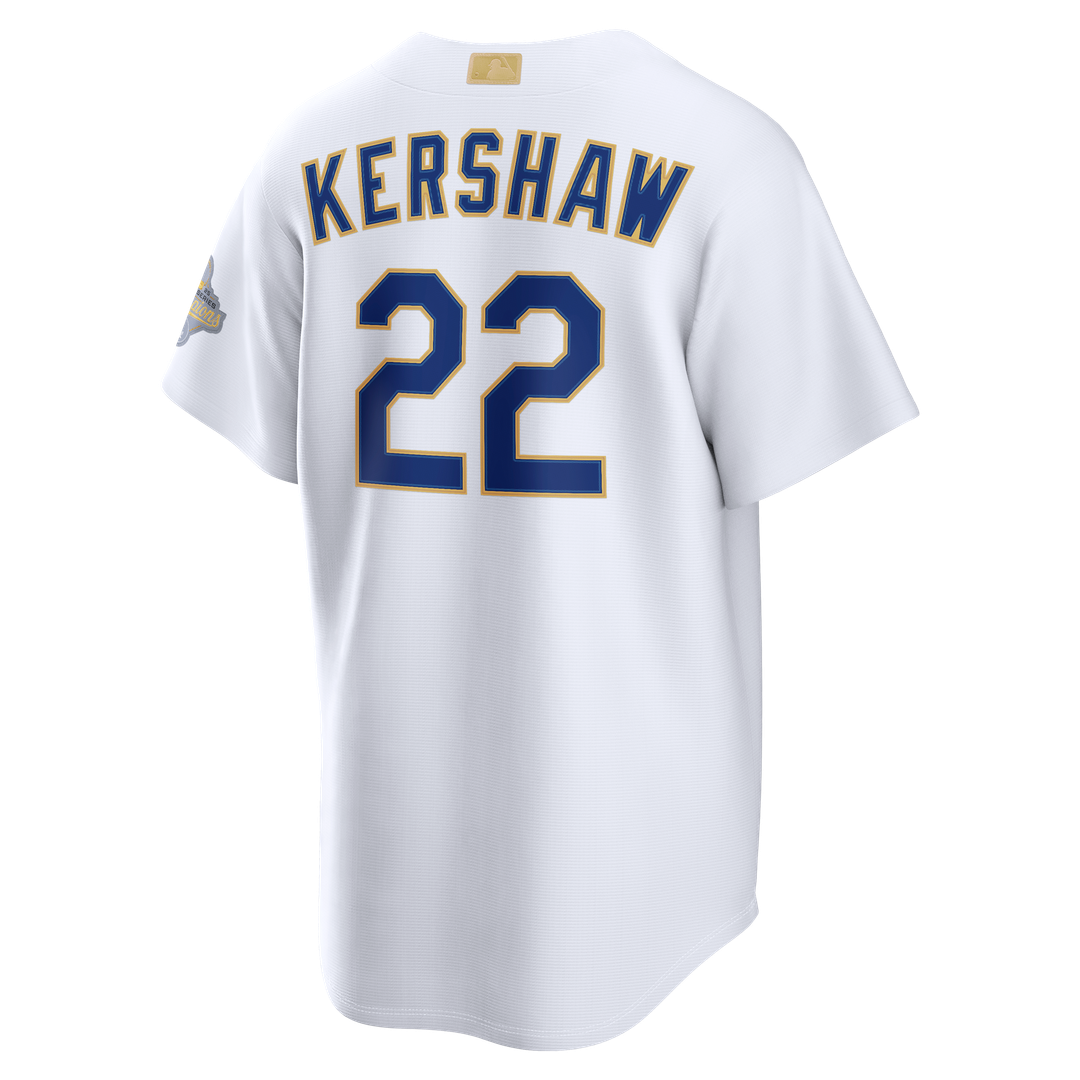 Los Angeles Dodgers Clayton Kershaw 2026 Gold Collection Stadium Jersey - White