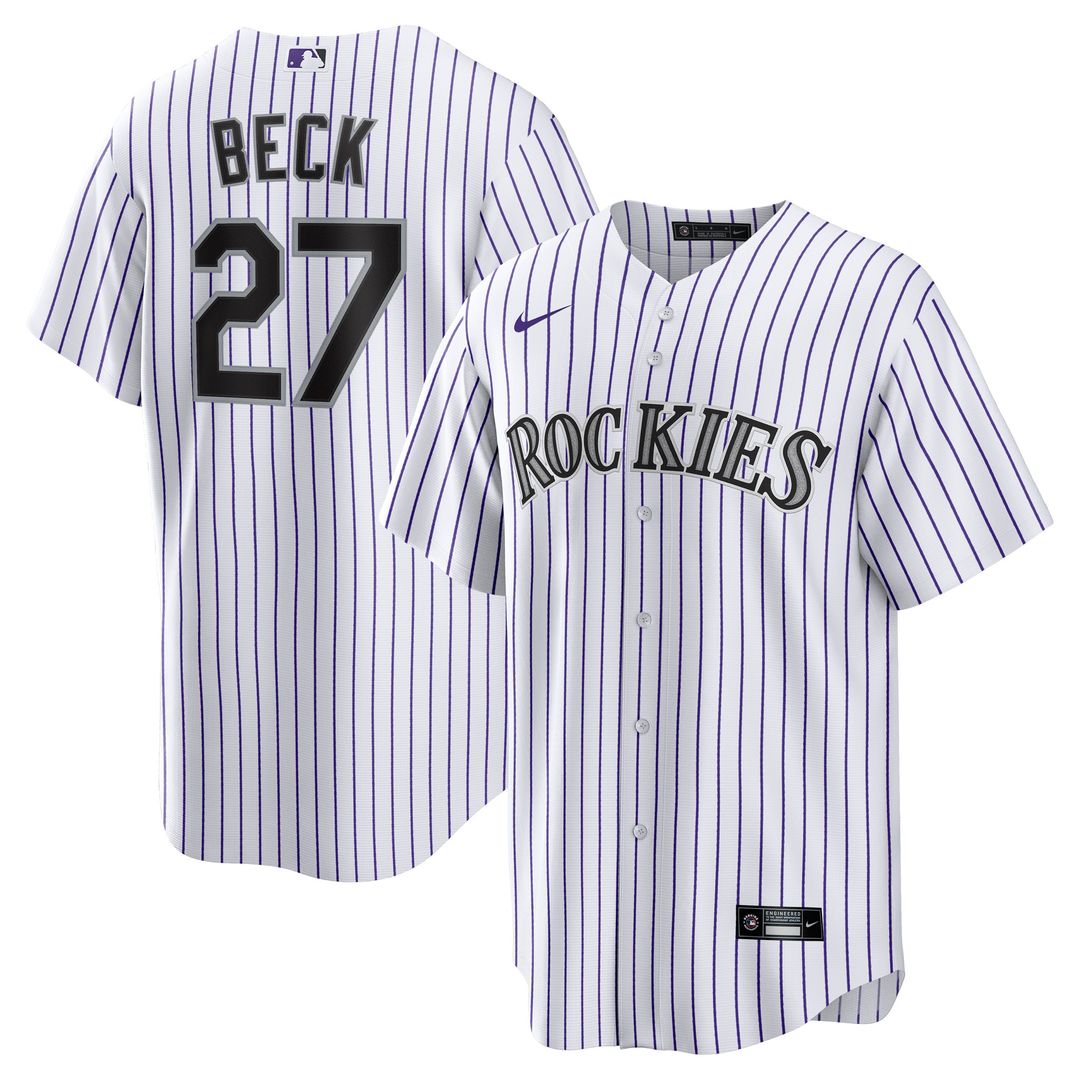 Colorado Rockies Jordan Beck Home Replica Jersey - White