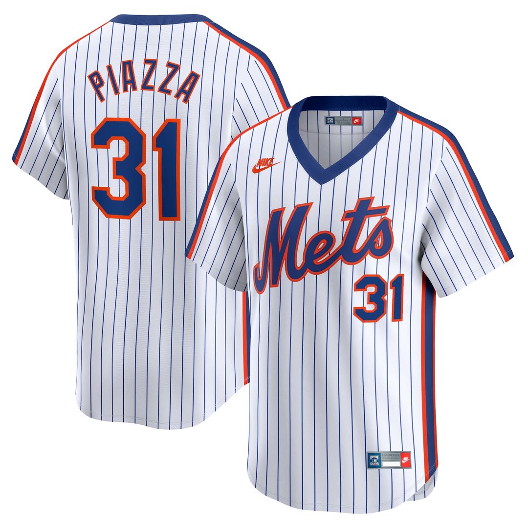 New York Mets Mike Piazza Throwback Cooperstown Limited Jersey - White