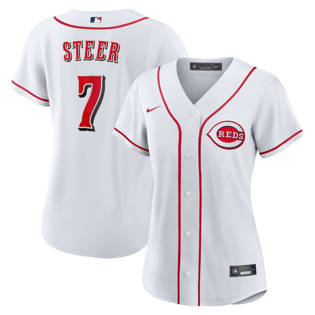 Cincinnati Reds Spencer Steer Women's Home Replica Jersey - White