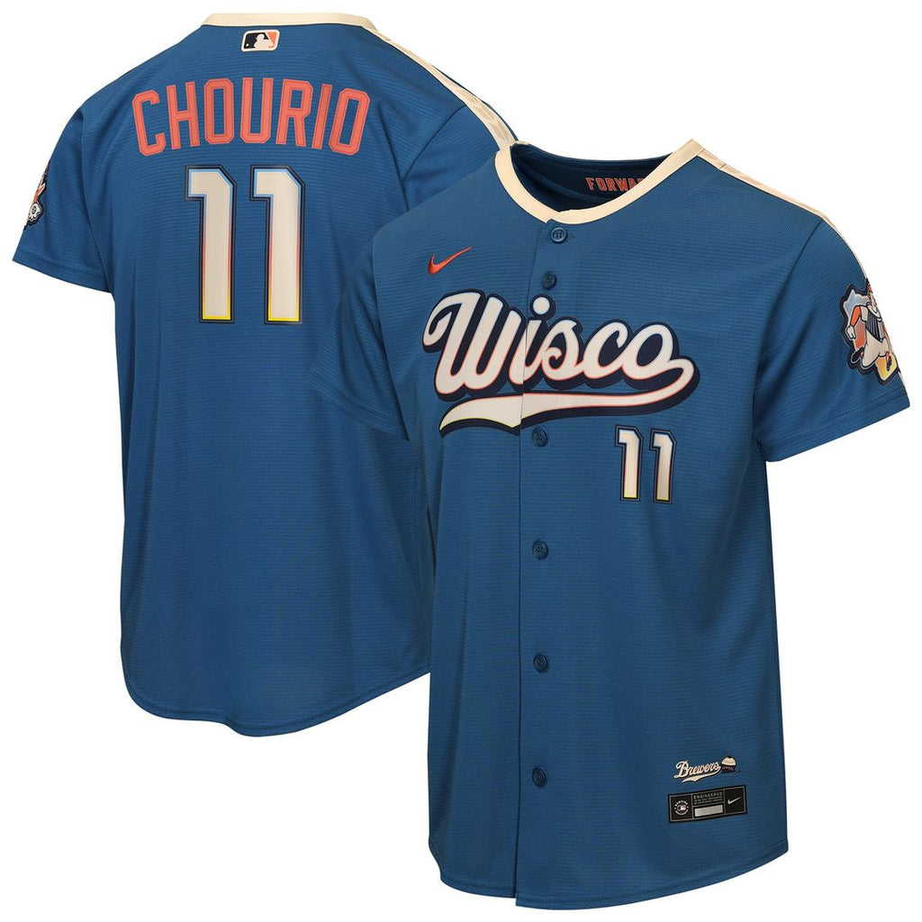 Milwaukee Brewers Jackson Chourio Youth 2026 City Connect Stadium Jersey - Mineral Blue