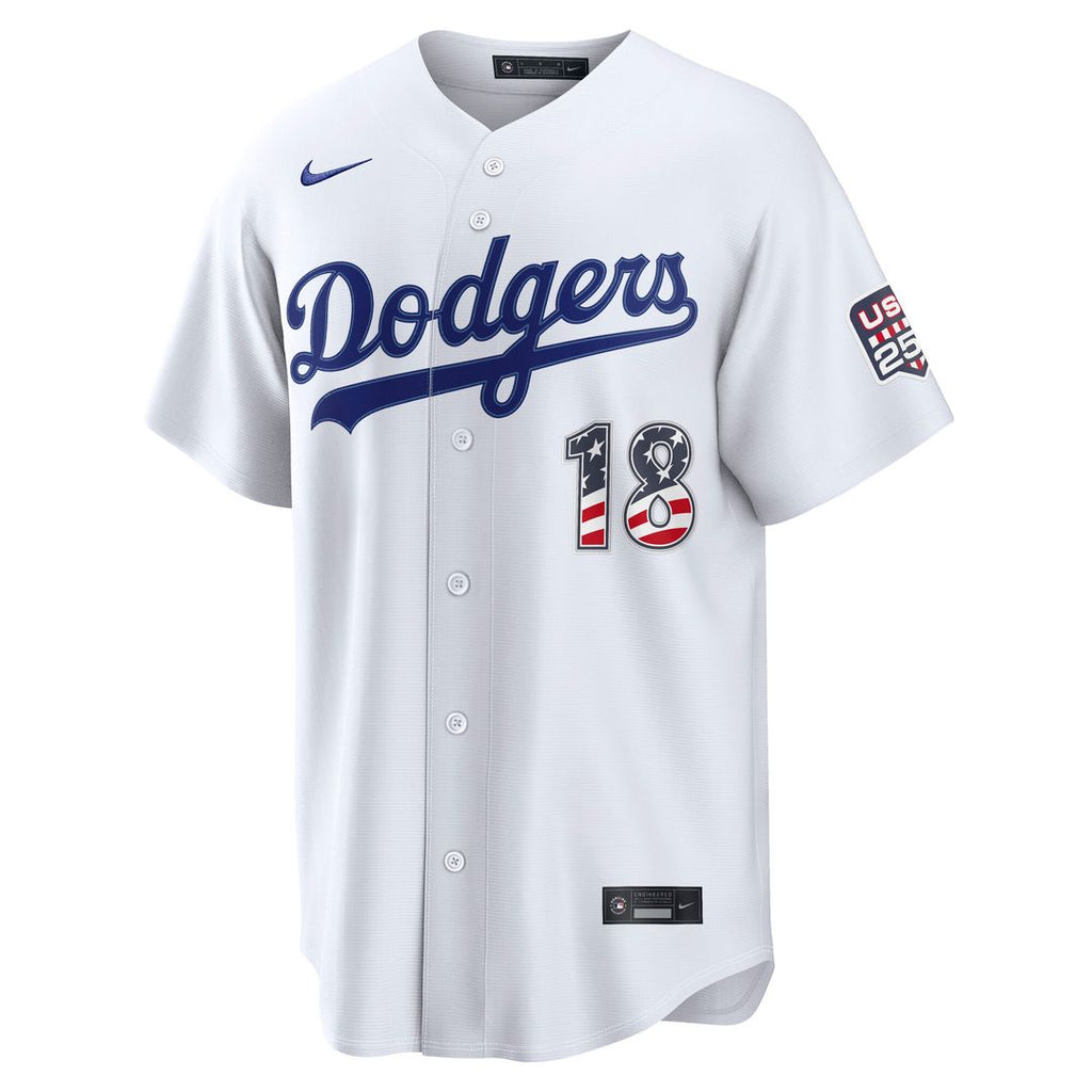 Los Angeles Dodgers Yoshinobu Yamamoto USA 250 Fourth of July Home Stadium Jersey - White