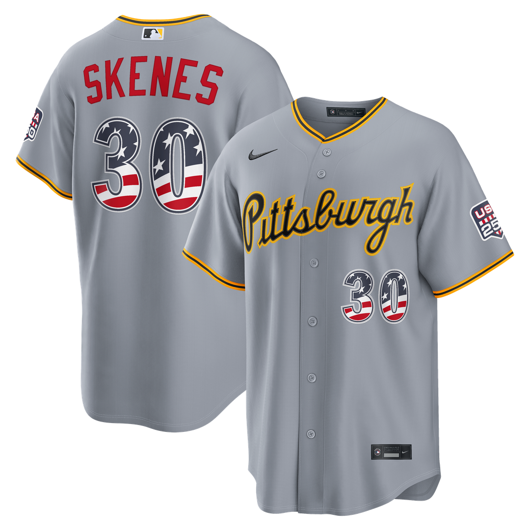 Pittsburgh Pirates Paul Skenes USA 250 Fourth of July Road Stadium Jersey - Gray