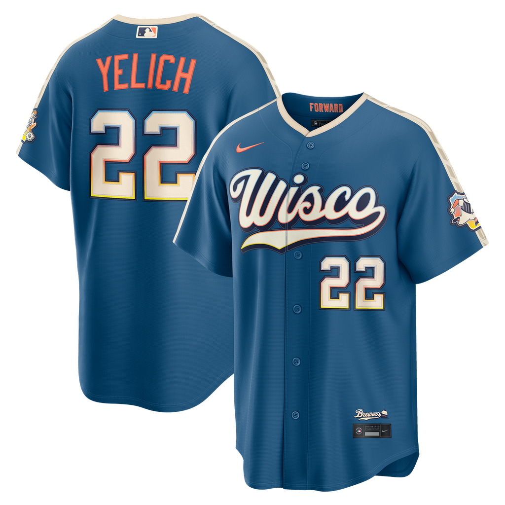Milwaukee Brewers Christian Yelich 2026 City Connect Stadium Jersey - Mineral Blue