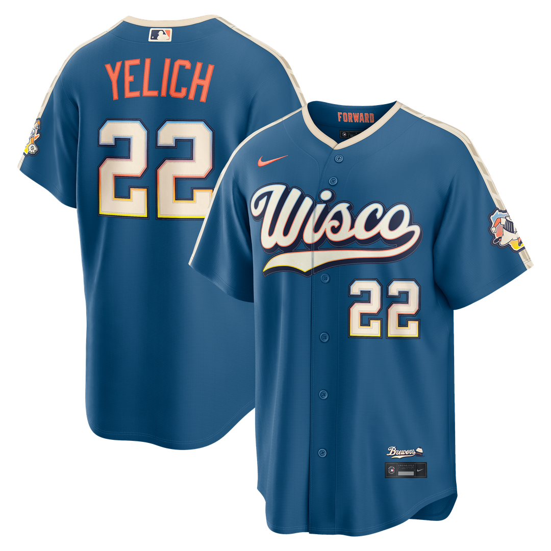 Milwaukee Brewers Christian Yelich 2026 City Connect Stadium Jersey - Mineral Blue