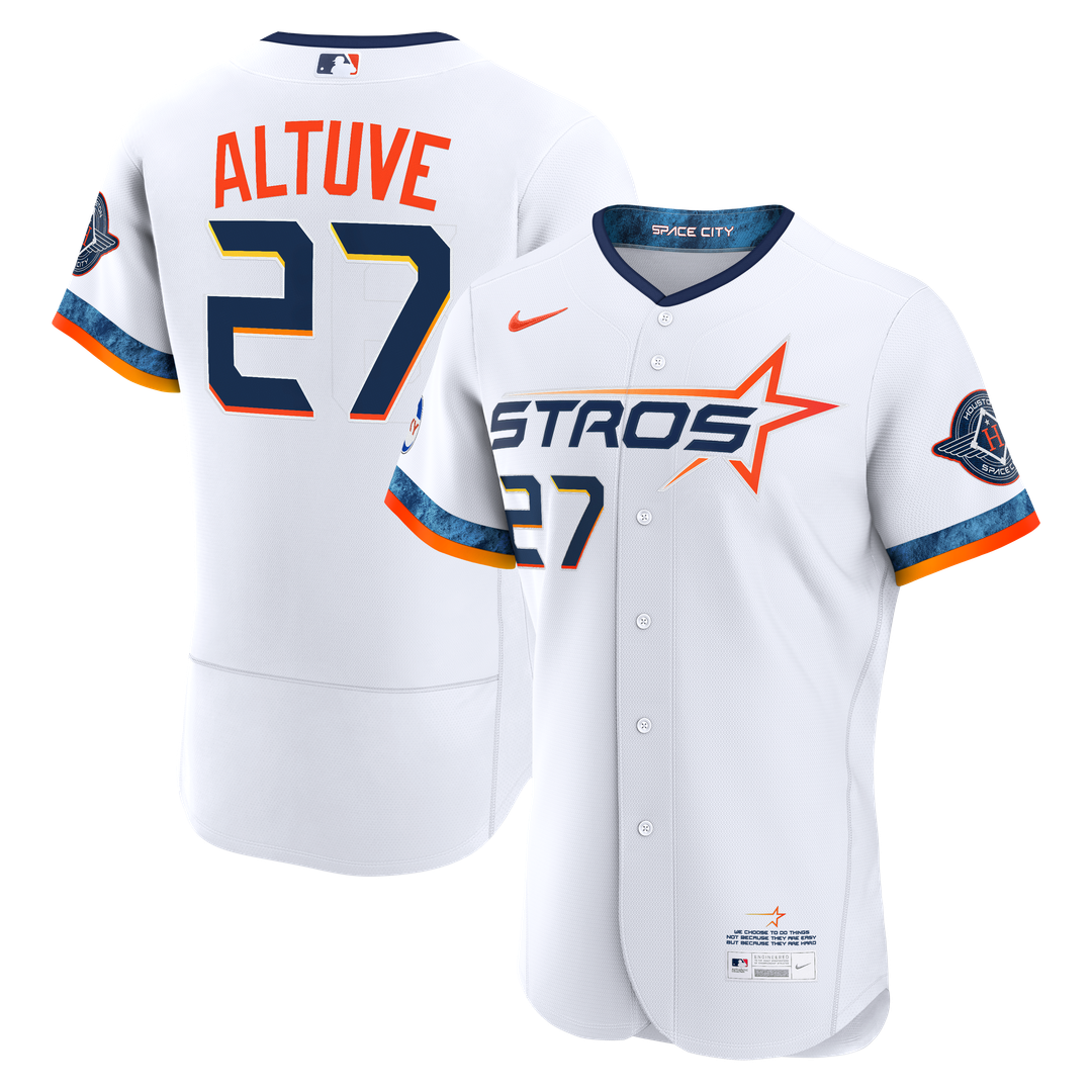 Houston Astros Jose Altuve City Connect Authentic Sponsor Patch Jersey - White