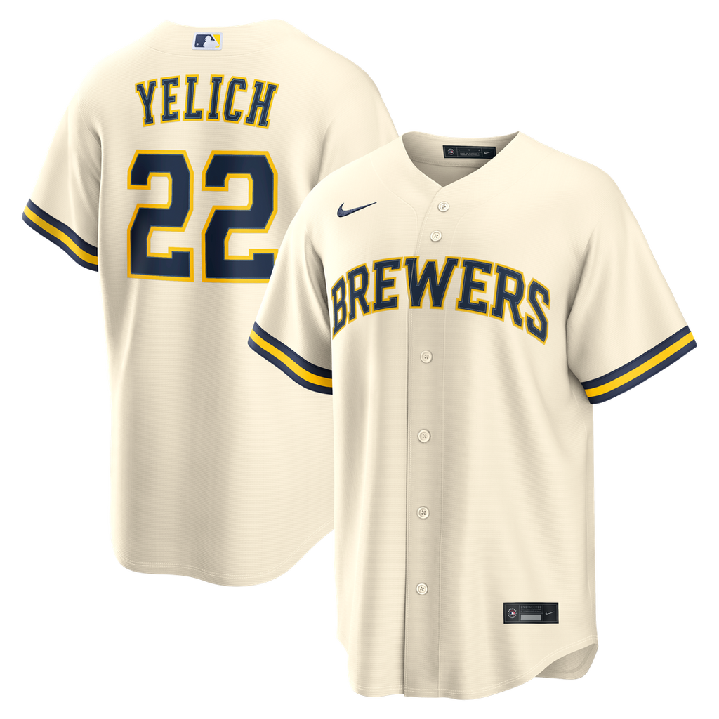 Milwaukee Brewers Christian Yelich Home Replica Jersey - Cream
