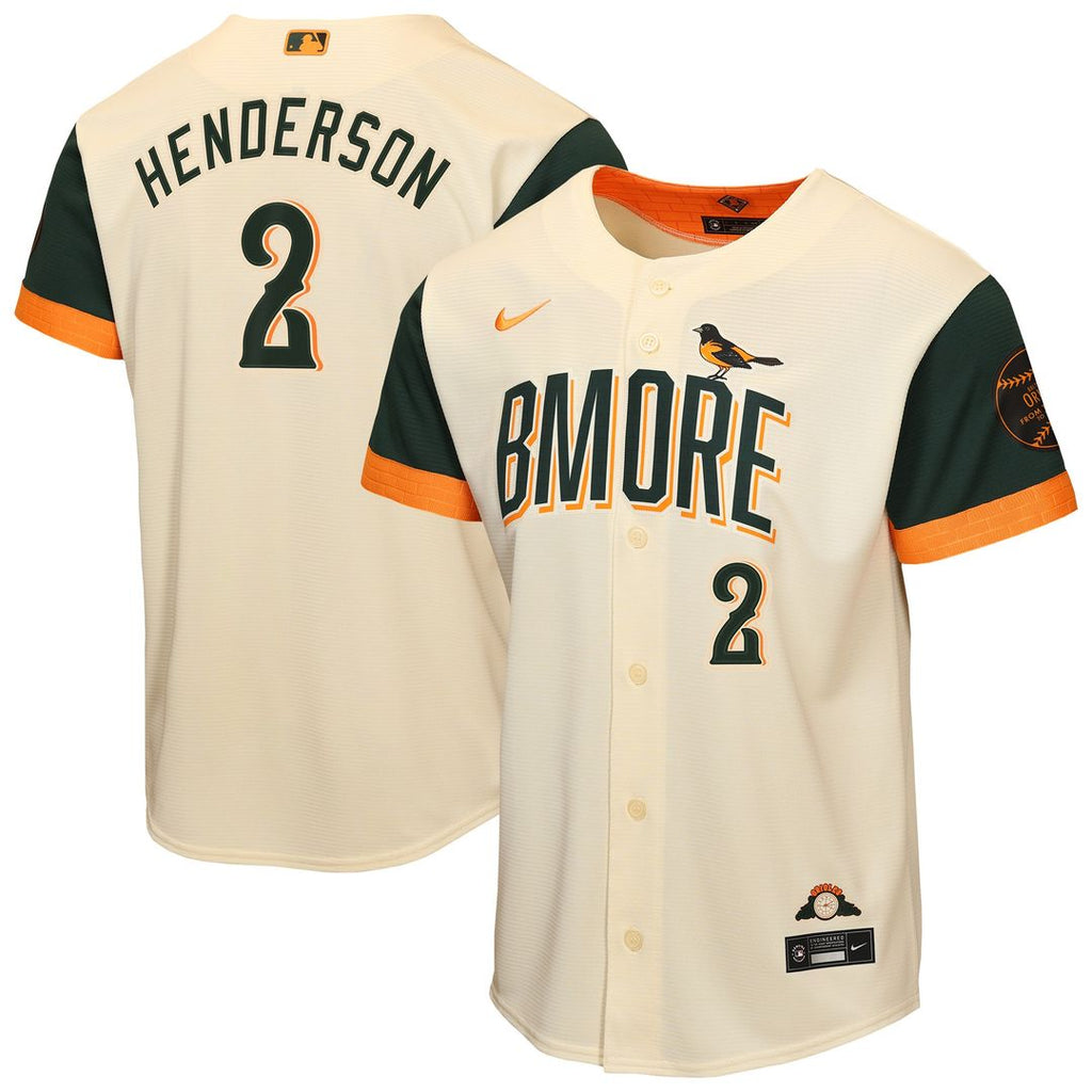 Baltimore Orioles Gunnar Henderson Youth 2026 City Connect Stadium Jersey - Cream