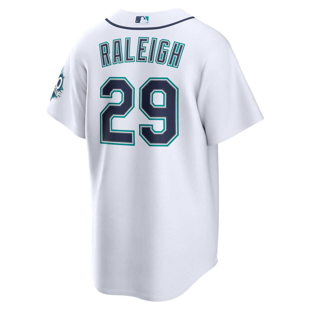 Seattle Mariners Cal Raleigh Home Stadium 50th Season Patch Jersey - White
