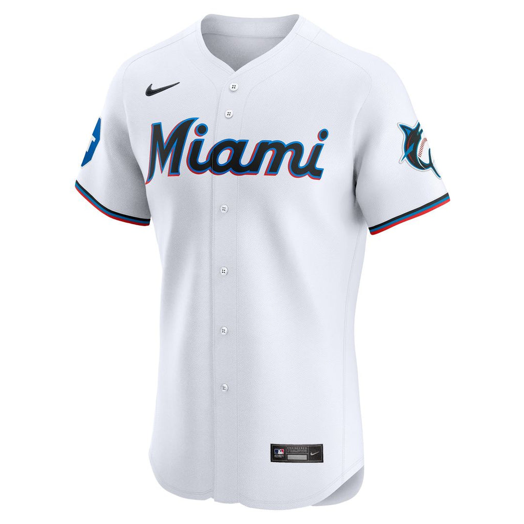 Miami Marlins Home Elite Patch Jersey - White