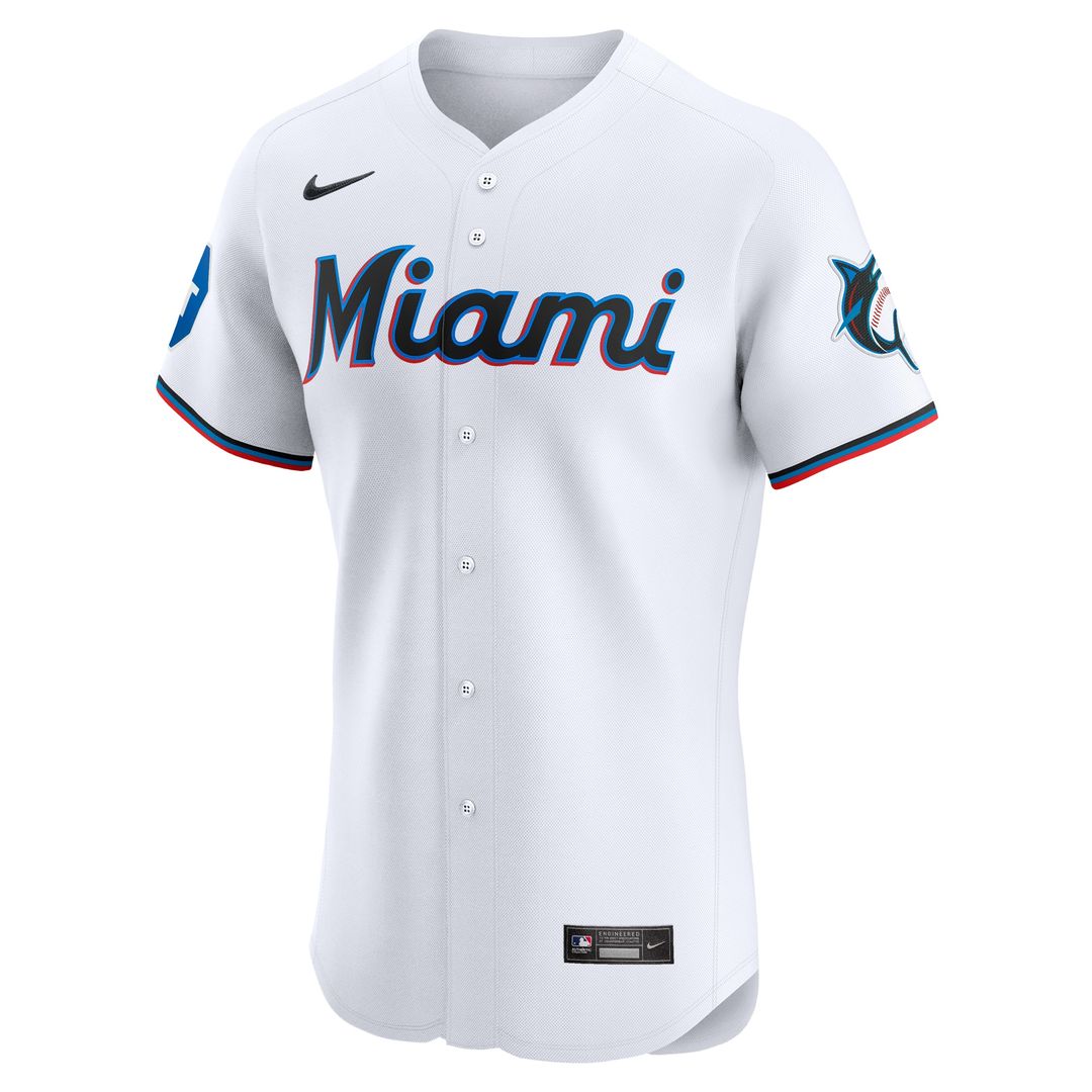 Miami Marlins Home Elite Patch Jersey - White