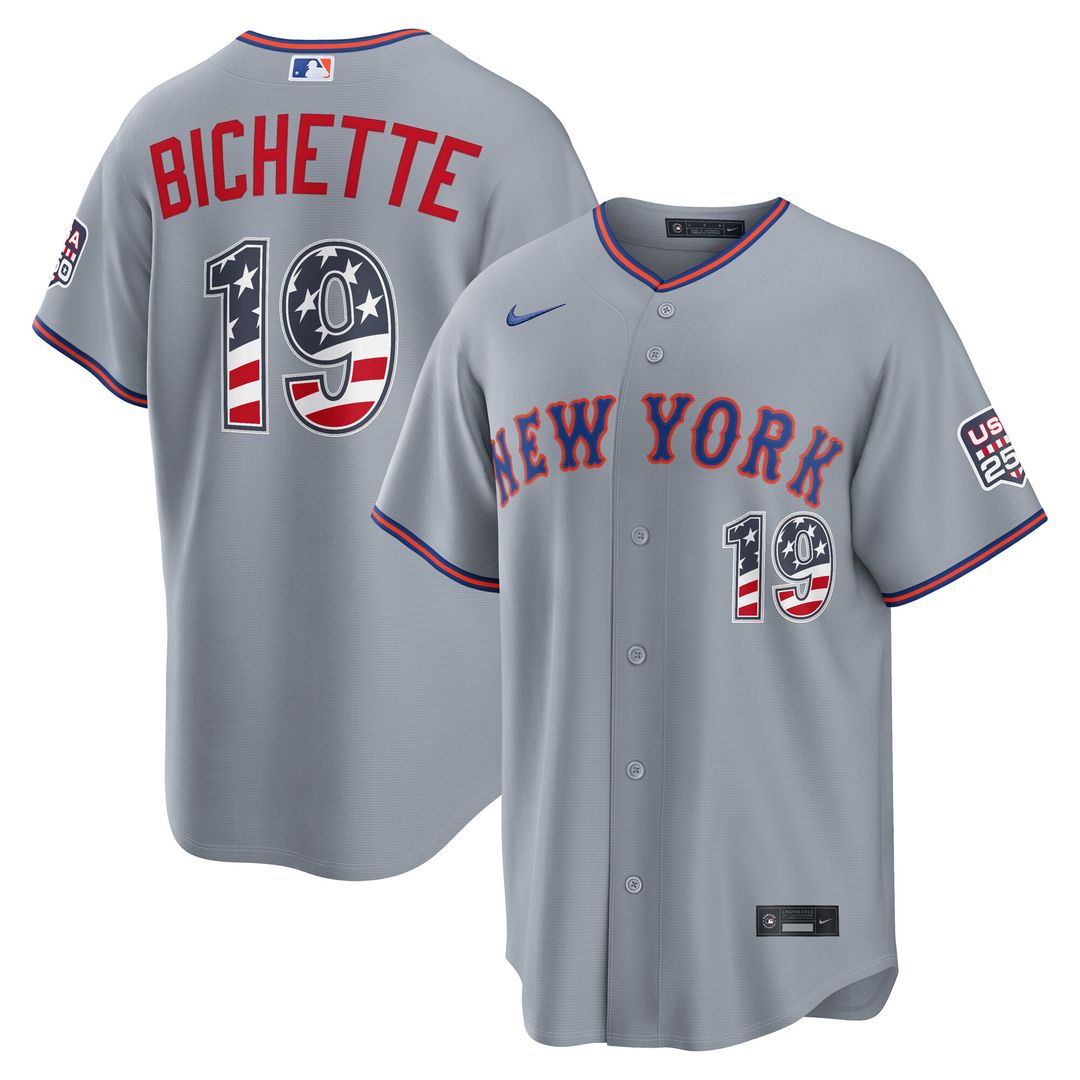 New York Mets Bo Bichette USA 250 Fourth of July Road Stadium Jersey - Gray