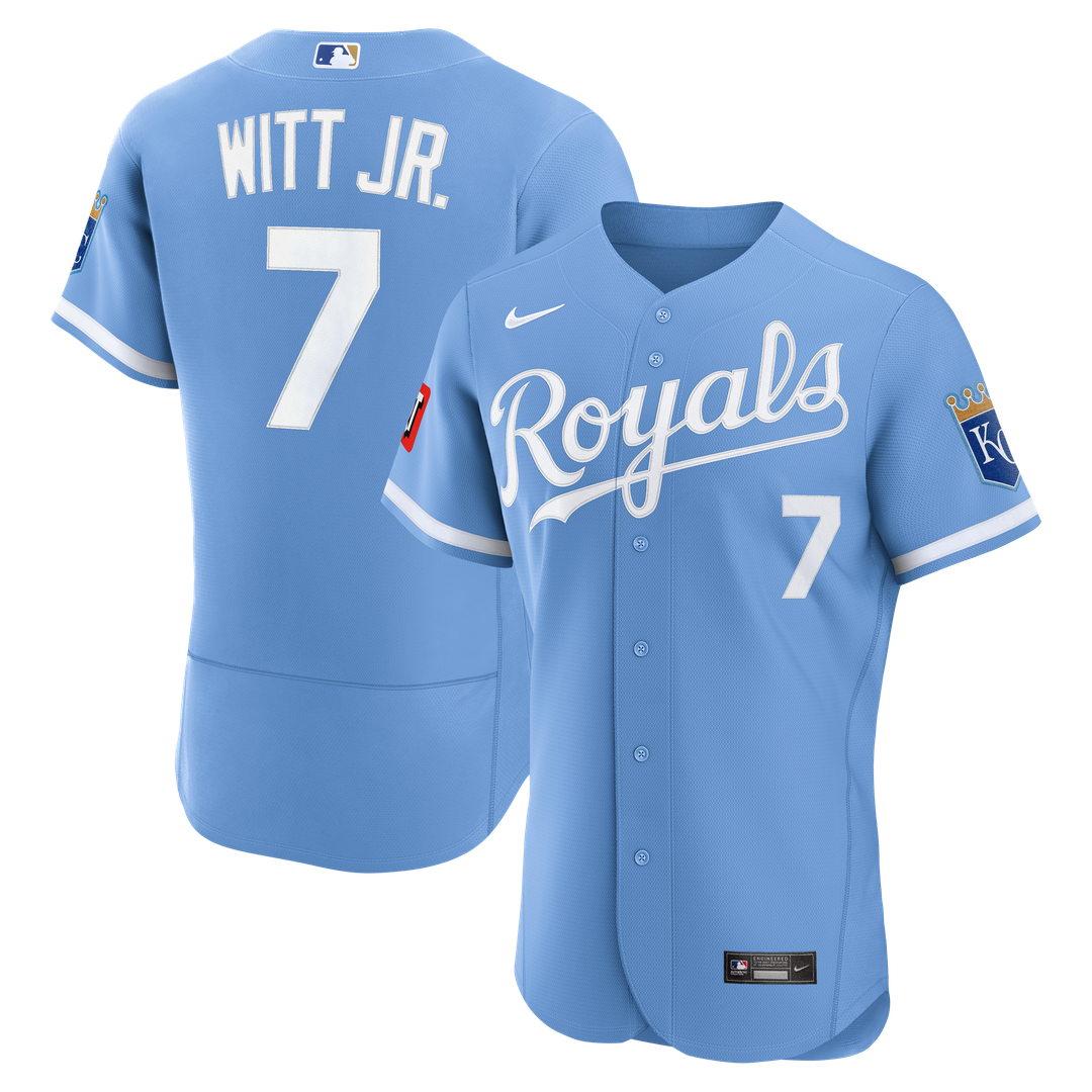 Kansas City Royals Bobby Witt Jr. Alternate Authentic Sponsor Patch Jersey - Light Blue