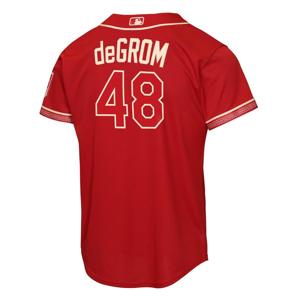 Texas Rangers Jacob deGrom Youth 2026 City Connect Stadium Jersey - Red
