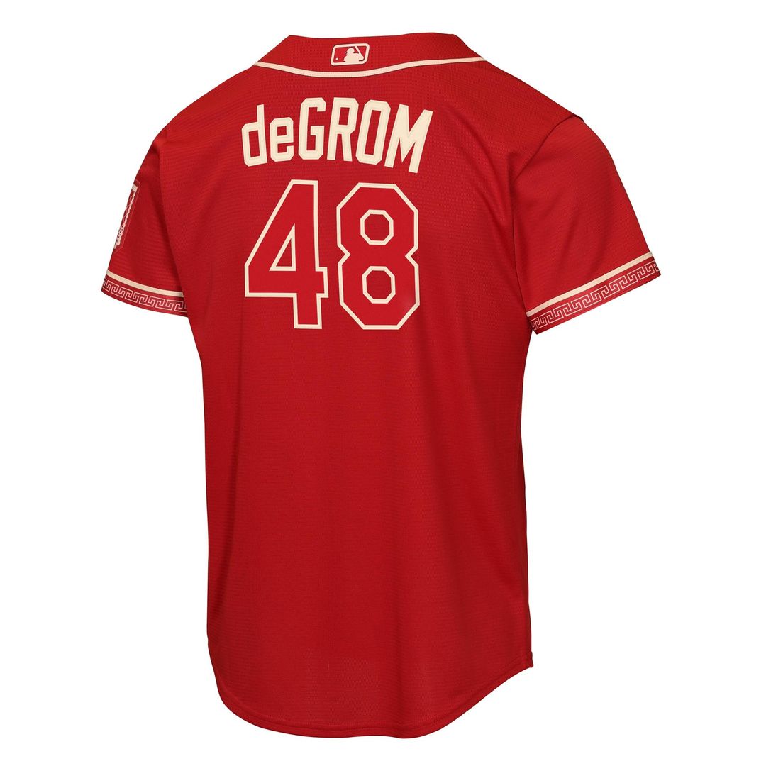Texas Rangers Jacob deGrom Youth 2026 City Connect Stadium Jersey - Red