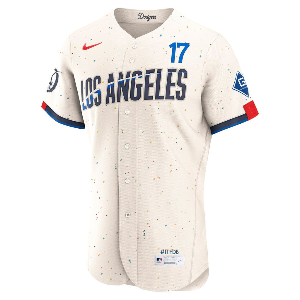 Los Angeles Dodgers Shohei Ohtani City Connect Authentic Sponsor Patch Jersey - Cream