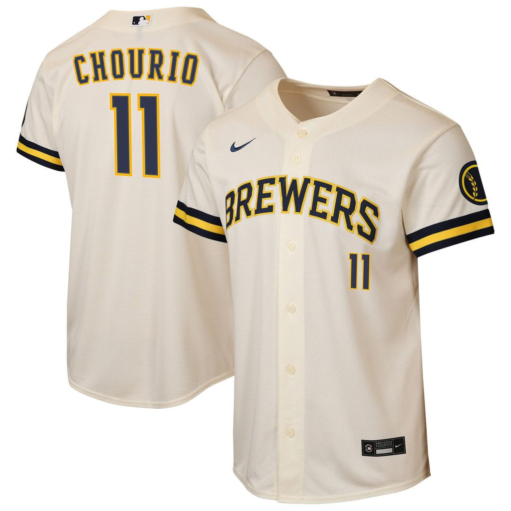 Milwaukee Brewers Jackson Chourio Youth Home Stadium Jersey - Cream