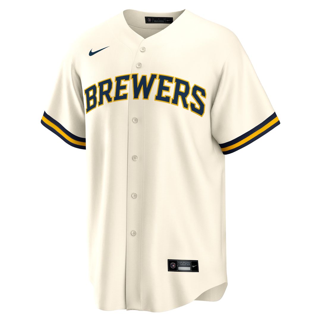 Milwaukee Brewers Christian Yelich Home Replica Jersey - Cream
