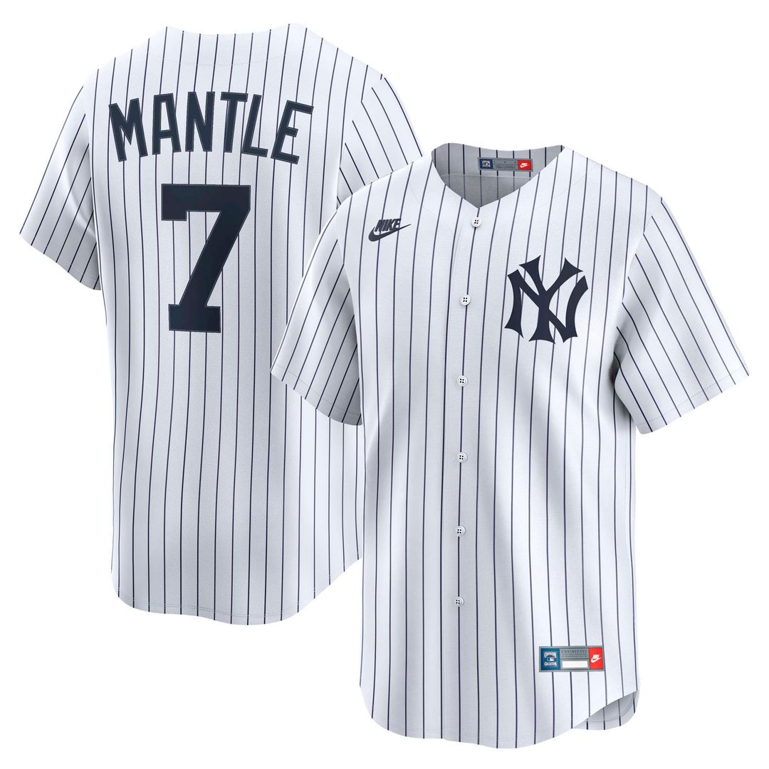 New York Yankees Mickey Mantle Throwback Cooperstown Limited Jersey - White