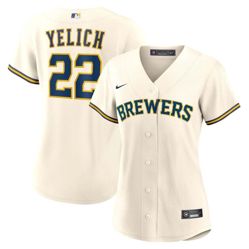 Milwaukee Brewers Christian Yelich Women's Home Replica Jersey - Cream